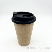 Logo khusus yang dapat digunakan kembali ramah lingkungan BPA GRATIS 16 oz Cork Coffee Cup dengan tutup
